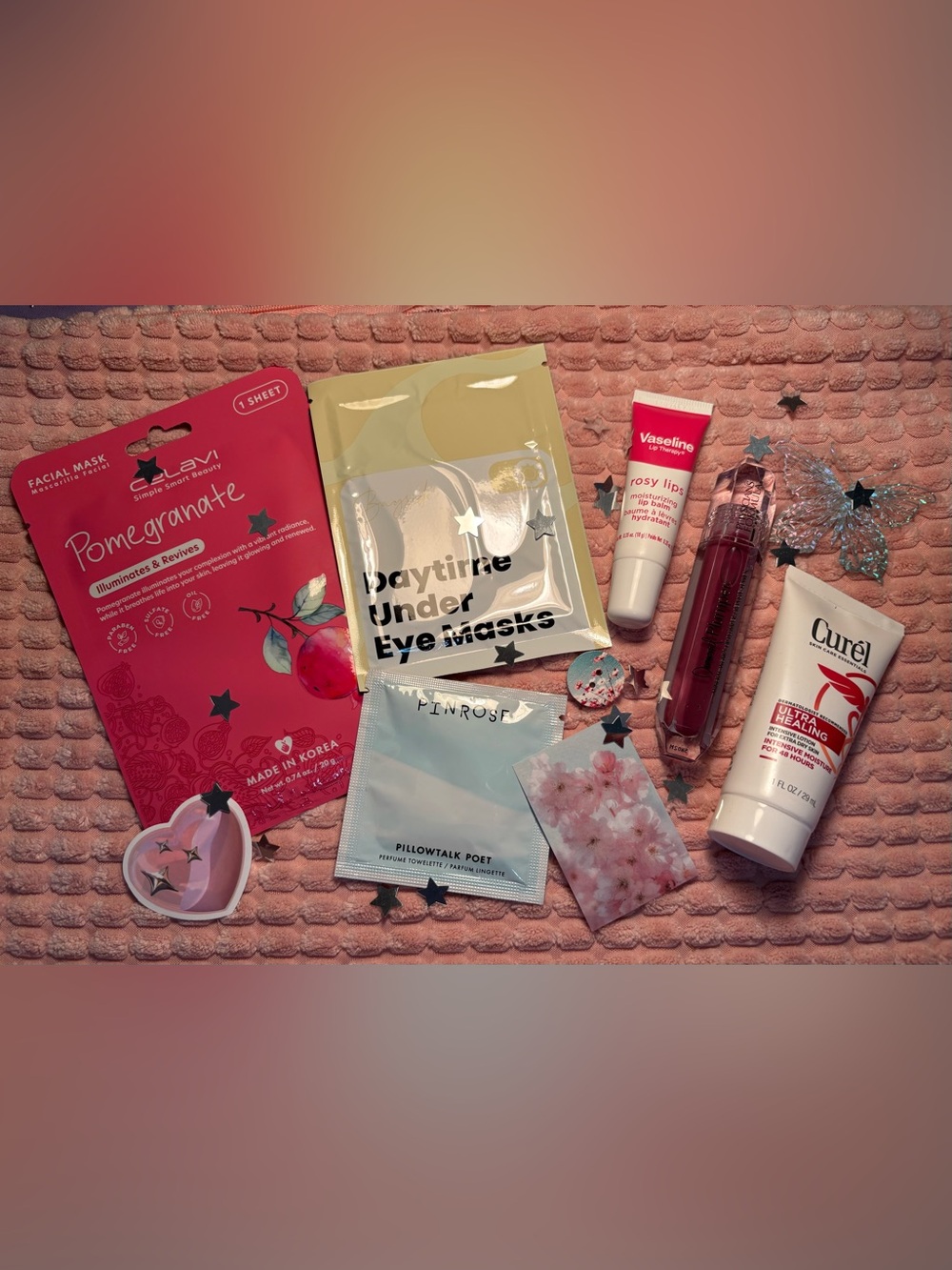 Sweet Pomegranate Self‑Care Beauty Bundle - Face & Eye Mask~Lip Balm~Lotion+++